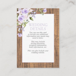 Information om elegant Lilac Lavender Rustic Snöre Tilläggskort