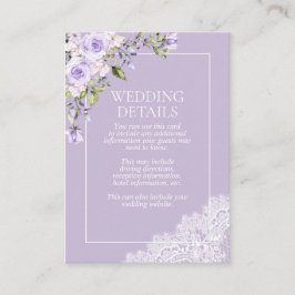 Information om elegant Lilac Lavender Rustic Snöre Tilläggskort