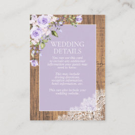 Information om elegant Lilac Lavender Rustic Snöre Tilläggskort