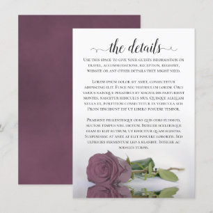 Information om elegant Mauve Rosa som avspeglar Ro Tilläggskort