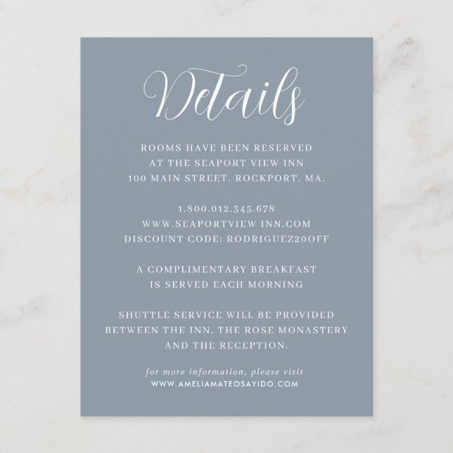 Information om elegant med minimalistisk Dusty Blu Tilläggskort (Framsida)