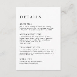 Information om elegant med minimalistisk svartvitt tilläggskort