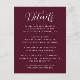 Information om elegant Minimalist Burgundy Red Brö Tilläggskort