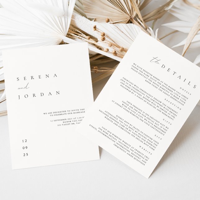 Information om elegant Minimalist Ivory Bröllop på Inbjudningar (Skapare uppladdad)