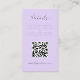 Information om elegant Minimalist Lavender Bröllop Visitkort