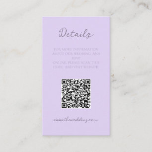 Information om elegant Minimalist Lavender Bröllop Visitkort