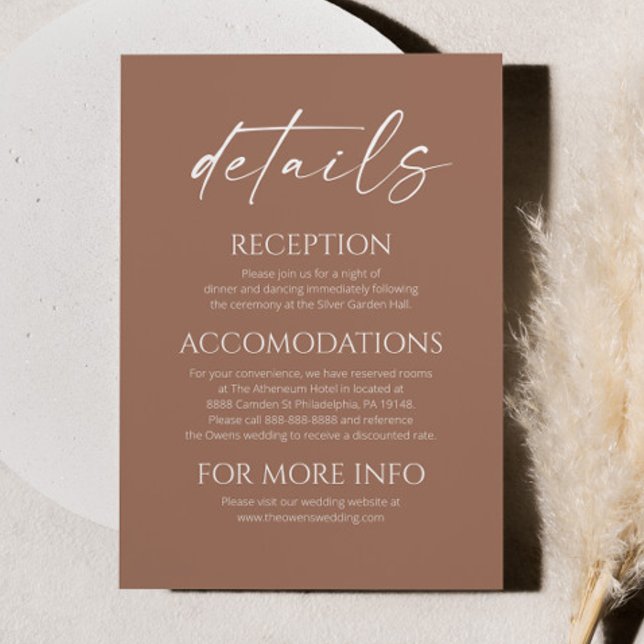 Information om elegant Minimalist Mocha Mousse Brö Tilläggskort (Skapare uppladdad)