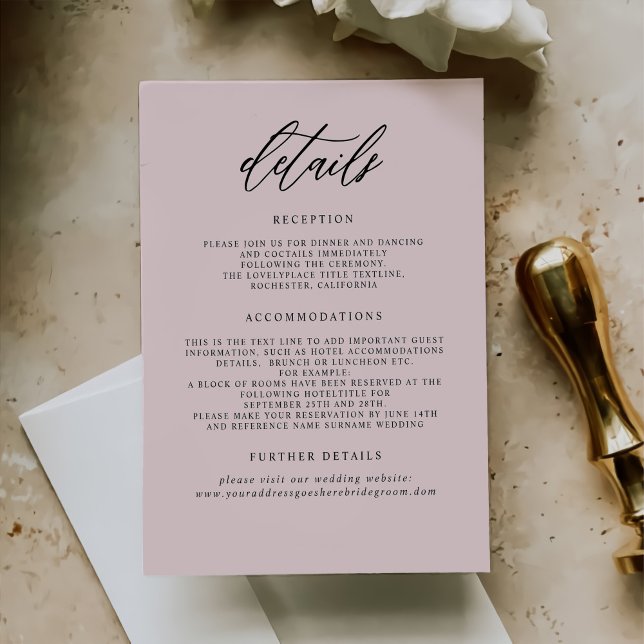 Information om elegant minimalistisk Bröllop Tilläggskort (Skapare uppladdad)