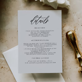 Information om elegant minimalistisk Bröllop Tilläggskort