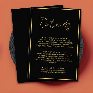 Information om elegant Modern Black and Guld Chic Tilläggskort