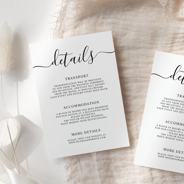 Information om elegant Modern Calligraphy Bröllop Tilläggskort (Skapare uppladdad)