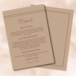 Information om elegant Modern Cream Taupe Bröllop Tilläggskort