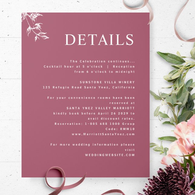 Information om elegant, modern, minimal Burgundy B Tilläggskort (Skapare uppladdad)