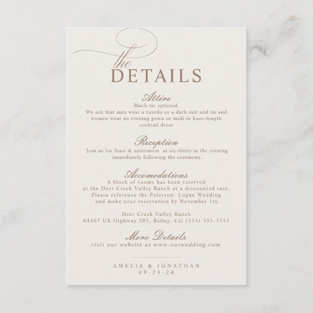 Information om elegant Modern Minimalist Script Br Tilläggskort (Framsida)