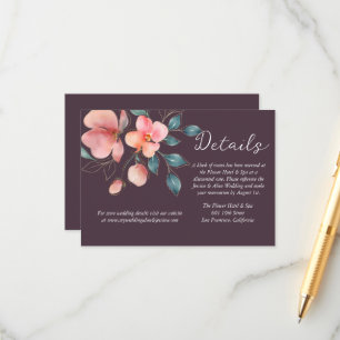 Information om elegant Modern Rosa och Guld Blommi Tilläggskort