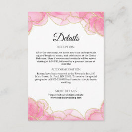 Information om elegant Modern Rosa och Guld Bröllo Tilläggskort