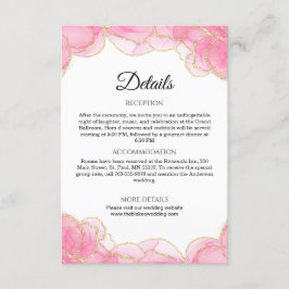 Information om elegant Modern Rosa och Guld Bröllo Tilläggskort