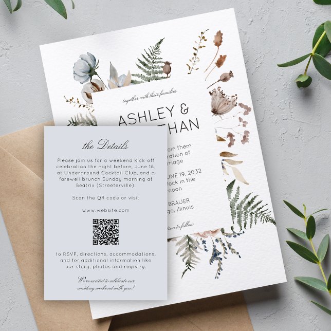 Information om elegant Modern Rustic Wildblomma Br Tilläggskort (Skapare uppladdad)