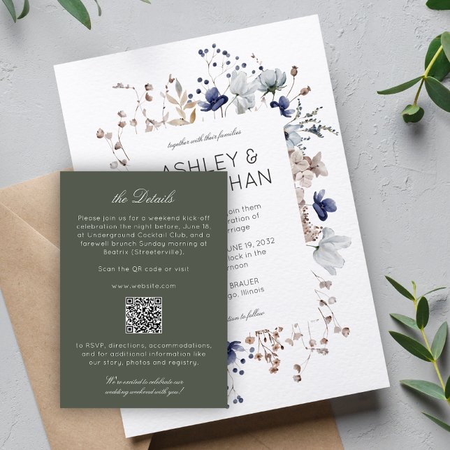 Information om elegant Modern Rustic Wildblomma Br Tilläggskort (Skapare uppladdad)
