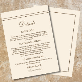 Information om elegant Modern Taupe Cream Bröllop Tilläggskort
