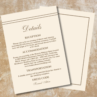 Information om elegant Modern Taupe Cream Bröllop Tilläggskort