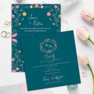 Information om elegant Monogram Blommigt Ram Bröll Tilläggskort