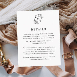 Information om elegant Monogram Greenery Löv Bröll Tilläggskort