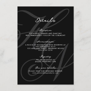 Information om elegant Monogram-skript Bröllop Tilläggskort