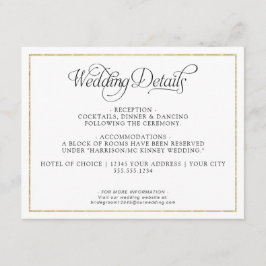 Information om elegant Monogram skript Guld Bröllo Tilläggskort