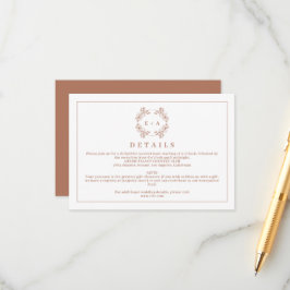 Information om elegant Monogram Terracota Bröllop Tilläggskort