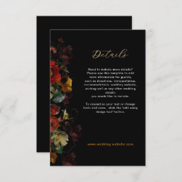Information om elegant mörk moody blommor bröllop tilläggskort