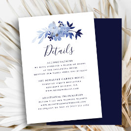 Information om elegant Navy Blue Blommigt Foliage Tilläggskort