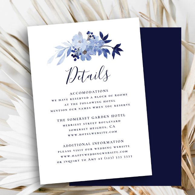 Information om elegant Navy Blue Blommigt Foliage  Tilläggskort (Skapare uppladdad)
