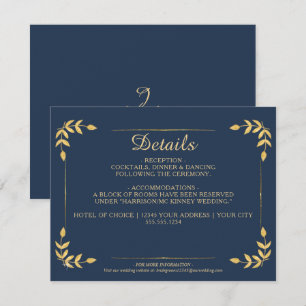 Information om elegant Navy Guld Greenery Classy B Inbjudningar