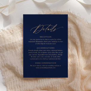 Information om elegant Navy och Guld Calligraphy B OSA Kort