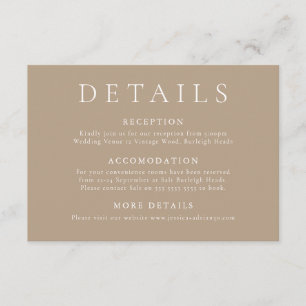 Information om elegant och Modern Blek Taupe Bröll Tilläggskort