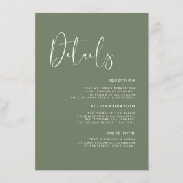 Information om elegant och modern Mörk grönt bröll Tilläggskort