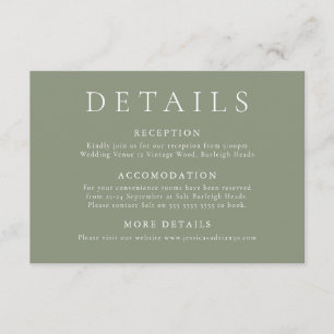 Information om elegant och Modern Sage Grönt Bröll Tilläggskort