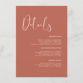 Information om elegant och modernt Red clay bröllo Tilläggskort