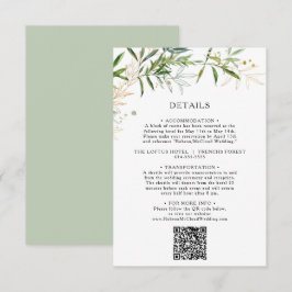 Information om elegant Olive Greenery QR-kod Tilläggskort