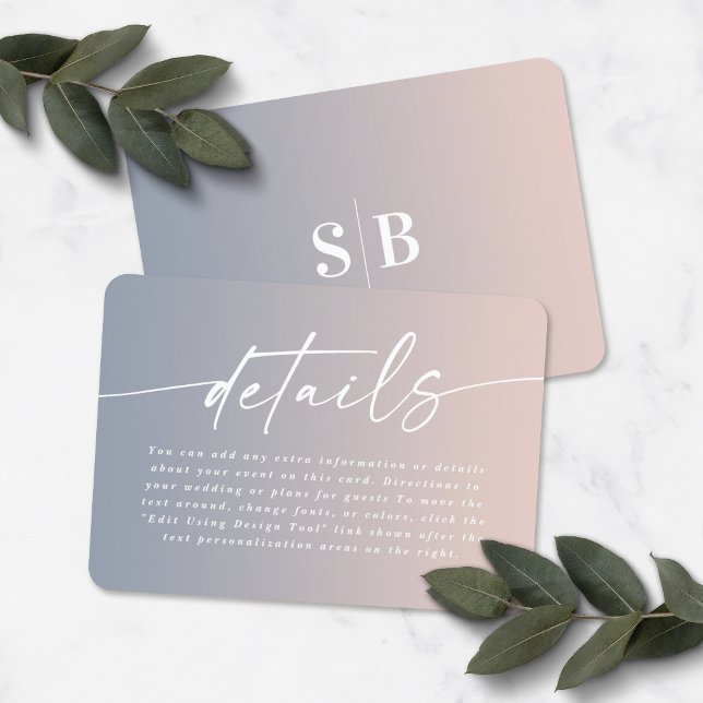 Information om elegant Ombre Dusty Blue & Rosa Brö Tilläggskort (Skapare uppladdad)