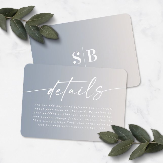 Information om elegant Ombre Ivory & Dusty Blue Br Tilläggskort (Skapare uppladdad)