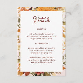 Information om elegant Orange blomma Ram Bröllop Tilläggskort