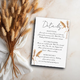 Information om elegant Pampas Grass Bröllop Tilläggskort