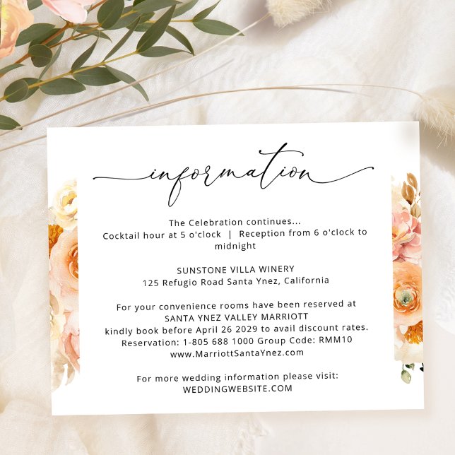 Information om elegant Peach Bröllop, Bröllop-info Tilläggskort (Skapare uppladdad)