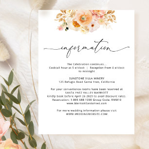 Information om elegant Peach Bröllop / Information Tilläggskort