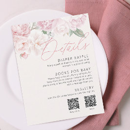 Information om elegant Peonies Girl Baby Shower 2 Tilläggskort