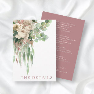Information om Elegant Pink Floral Wedding Tilläggskort