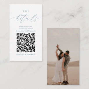 Information om elegant QR-koden Dusty Blue Bröllop Tilläggskort