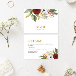 Information om elegant Red Guld Blommigt Monogram Tilläggskort